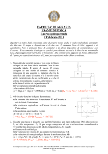 FACOLTA` DI AGRARIA ESAME DI FISICA Laurea quinquennale 7