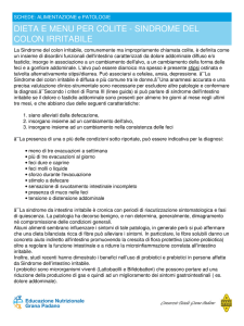 dieta e menu per colite - sindrome del colon irritabile