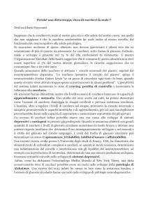 Perché una dieta troppo ricca di zuccheri fa male ? Dott.ssa Gloria