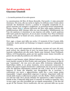 Dei di un perduto rock Giacomo Giuntoli