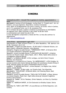 Gli appuntamenti del mese a Forlì... CINEMA