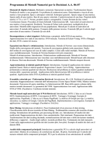Programma di Metodi Numerici per le Decisioni A.A. 06-07