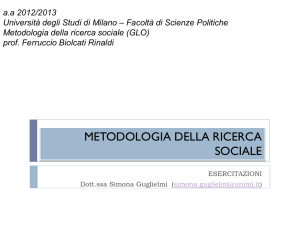 metodologia della ricerca sociale - Dipartimento di Scienze sociali e