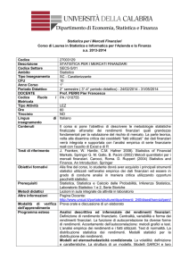 Statistica per i Mercati Finanziari