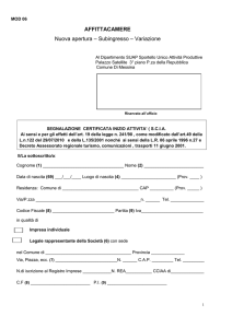 AFFITTACAMERE Nuova apertura – Subingresso – Variazione