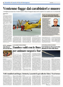 Ventenne fugge dai carabinieri e muore