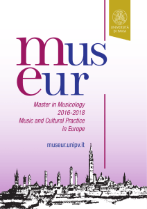eurMaster in Musicology 2016-2018 Music and Cultural Practice in