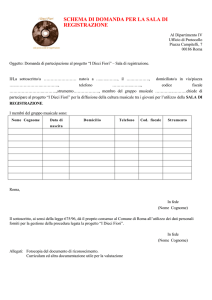SCHEMA DI DOMANDA PER LA SALA DI REGISTRAZIONE