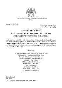 comunicato stampa la cappella musicale della santa casa mercoledi