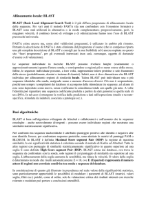 Allineamento locale: BLAST Basi algoritmiche