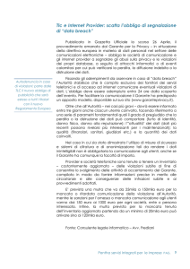 Tlc e Internet Provider: scatta l`obbligo di segnalazione di