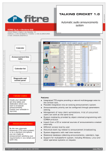 TALKING CRICKET 1.0 Automatic audio announcements