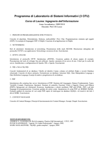 Programma di Laboratorio di Sistemi Informativi (3 CFU)
