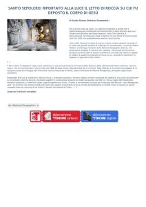 riportato alla luce il letto di roccia su cui fu deposto il corpo di gesù