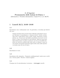 Promemoria delle lezioni di Fisica 1 per Informatici
