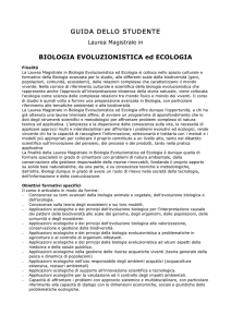 BIOLOGIA EVOLUZIONISTICA ed ECOLOGIA