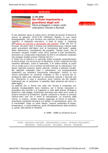 Da rifiuto inquinante a guardiano degli orti - Ufficio Stampa