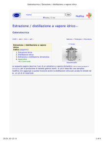 Galenotecnica / Estrazione / distillazione a vapore idrico