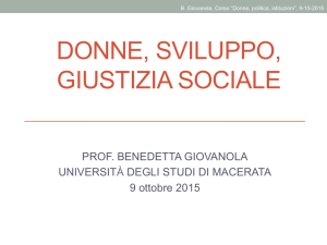 DONNE, SVILUPPO, GIUSTIZIA SOCIALE (slides)