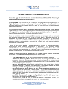 entra in esercizio la “matera-santa sofia”