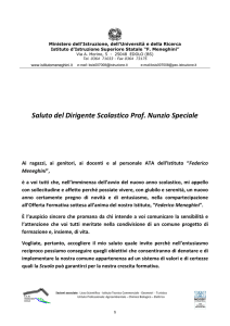 SALUTO DIRIGENTE SCOLASTICO AVVIO ANNO SCOLASTICO