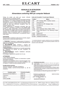 MANuALE DI IsTRuzIoNI ART. 13/253 Alimentatore
