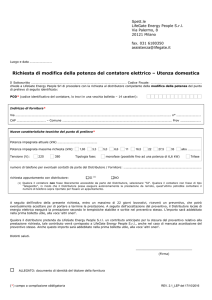 Richiesta di modifica della potenza del contatore elettrico – Utenza