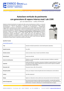 Autoclave verticale da pavimento con generatore di vapore interno