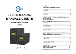 USER`S MANUAL MANUALE UTENTE For Models ZP120N 1~3KVA