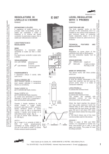 REGOLATORE DI LIVELLO A 3 SONDE LEVEL REGULATOR WITH