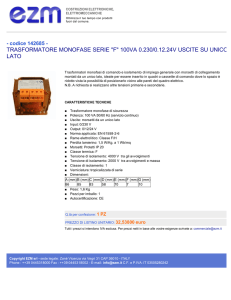 TRASFORMATORE MONOFASE SERIE "F" 100VA 0.230/0.12.24V