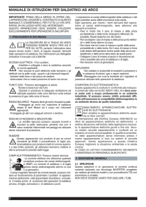 manuale di istruzioni per saldatrici ad arco