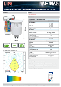 LAMPADA LED PAR16 RGB con Telecomando IR, GU10, 4W luce