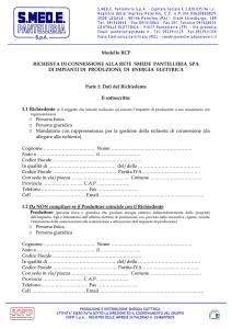 Modello RCP RICHIESTA DI CONNESSIONE ALLA RETE SMEDE