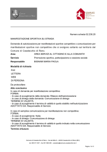 MANIFESTAZIONE SPORTIVA SU STRADA Area AREA SERVIZI AL