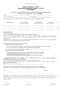 SCHEDA DI ADESIONE AL CORSO "Focus: marketing e pubblicità