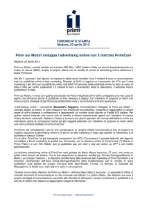 Primi sui Motori sviluppa l`advertising online con il marchio PrimiCom
