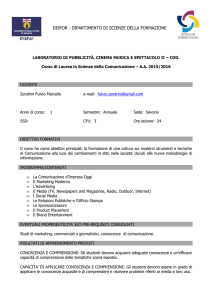 laboratorio di pubblicità, cinema musica e spettacolo ii