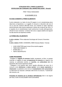 ISTRUZIONI PER IL PRIMO ELABORATO SOCIOLOGIA DEI