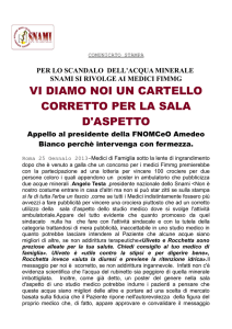 Comunicato stampa Snami Nazionale.