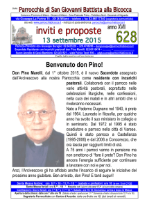 Benvenuto don Pino! - Parrocchia Bicocca