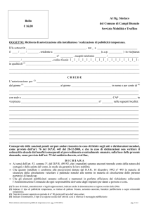 Richiesta autorizzazione per effettuare pubblicità temporanea con