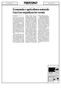 Economia e agricoltura naturale Gas*Gos organizza tre serate