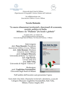 Tavola Rotonda “Le nuove dimensioni territoriali e funzionali di