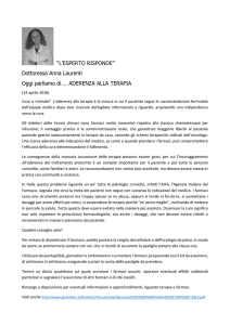 Oggi parliamo di... Aderenza alla terapia