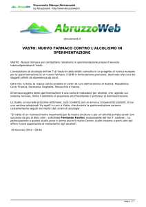 vasto: nuovo farmaco contro l`alcolismo in