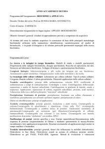 BIOCHIMICA APPLICATA Docente Titolare del corso: Prof.ssa DI