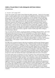 Addio a Fouad Allam, di Paolo Branca (in Avvenire)