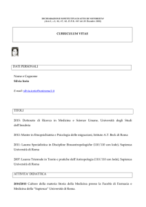 Curriculm Vitae Silvia Iorio - Dipartimento di Medicina Molecolare