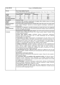 Corso: ANTROPOLOGIA 4,5 1,5 0 6 36 22,5 0 58,5 76,5 15 0 91,5